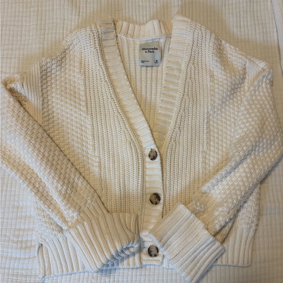 Abercrombie & Fitch White Cameron Seed Stitch Cardigan Sweater - Picture 7 of 12